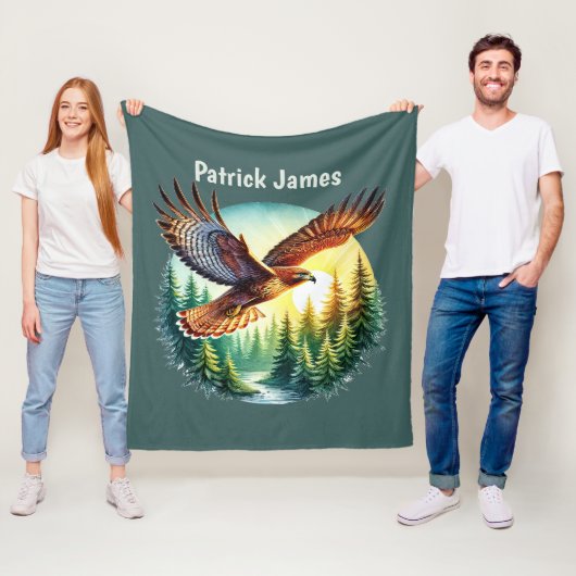 Cool Eagle lovers add name フリースブランケット (インサイチュ)