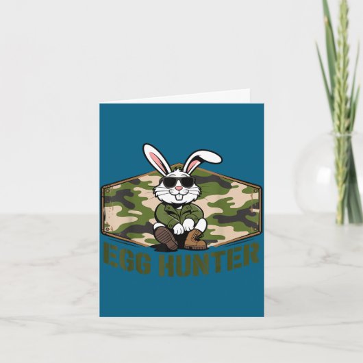 Cool easter bunny egg hunter camo military funny カード (正面)