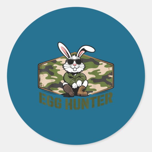 Cool easter bunny egg hunter camo military funny ラウンドシール (正面)