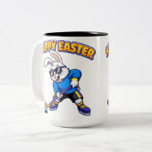 Cool Easter Bunny Hockey Player ツートーンマグカップ (正面左)