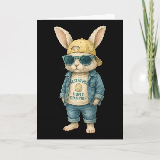 Cool Easter Bunny With Sungles For Boys Teens Men  カード (正面)