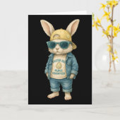 Cool Easter Bunny With Sungles For Boys Teens Men  カード (黄色い花)