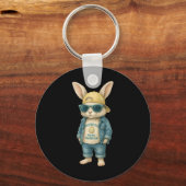 Cool Easter Bunny With Sungles For Boys Teens Men  キーホルダー (正面)