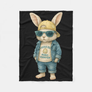 Cool Easter Bunny With Sungles For Boys Teens Men  フリースブランケット