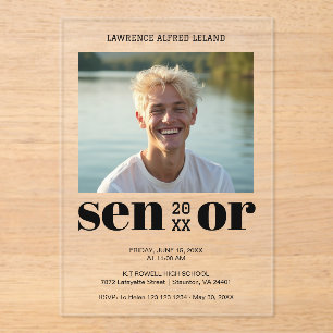Cool Editorial Style Senior Grad Photo TMF26 アクリル招待状