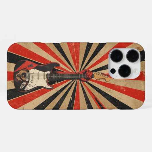 Cool Electric Guitarist Gift Soviet Art Rock Music iPhoneケース (裏面横)