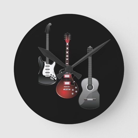 Cool Electric Guitars for Music Lovers Custom Gift ラウンド壁時計 (正面)