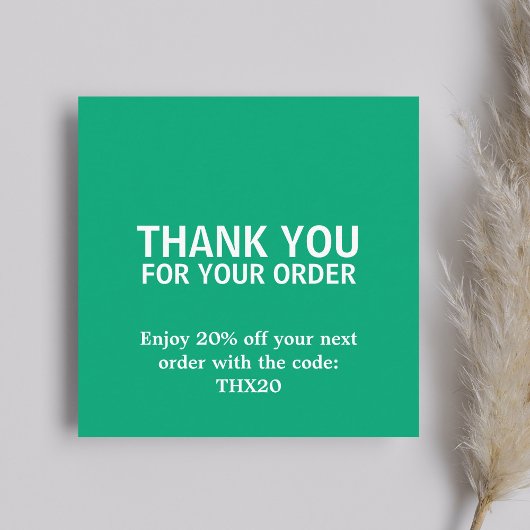 Cool Elegant Bold Green Thank You Card Coupon 割引カード