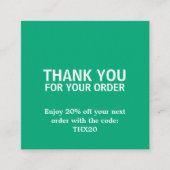 Cool Elegant Bold Green Thank You Card Coupon 割引カード (正面)
