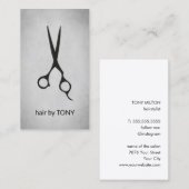 Cool Elegant Grey Black Scissors Hairstylist 名刺 (正面/裏面)
