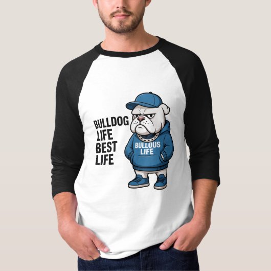 Cool English Bulldog Life Cartoon Tシャツ (正面)