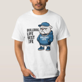 Cool English Bulldog Life Cartoon Tシャツ