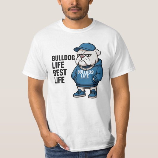 Cool English Bulldog Life Cartoon Tシャツ (正面)