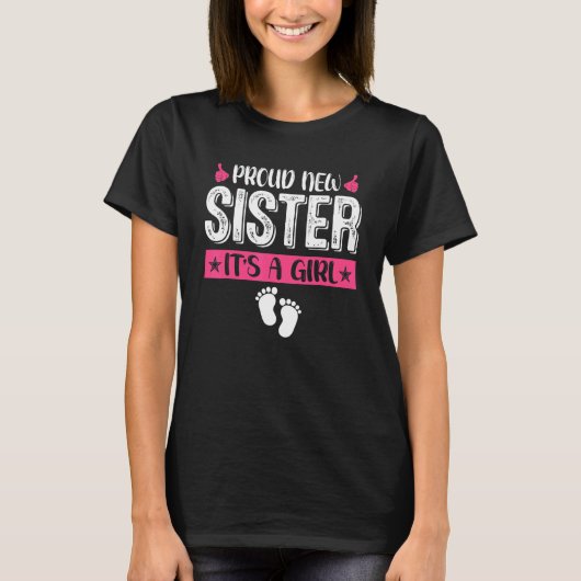 Cool Family Proud New Sister It's A Girl Gender Re Tシャツ (正面)