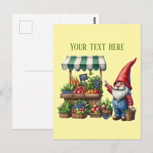 Cool Farmers market gnome customizable ポストカード (正面/裏面)