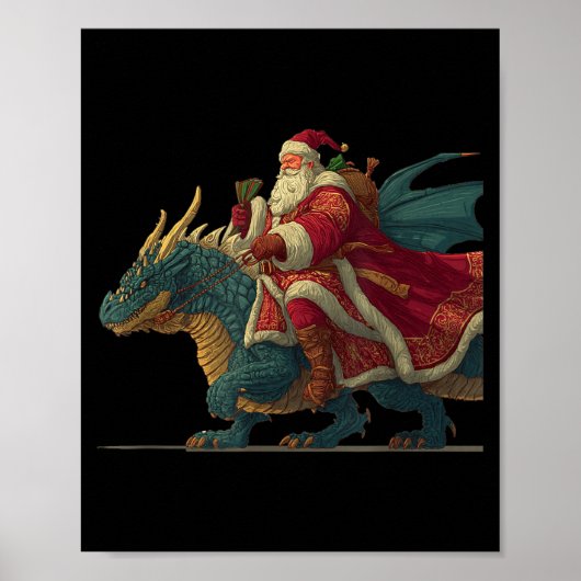 Cool Festive Dragon With Riding Santa Claus Look ポスター (正面)