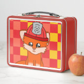 Cool Firefighter & Fox Themed Lunchbox メタルランチボックス (インサイチュ)