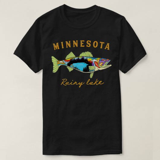 Cool Fisherman Minnesota Rainy Lake Fisher Walleye Tシャツ (デザイン正面)