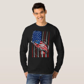 Cool Fishing For Men American Flag USA Fish Tシャツ (正面フル)