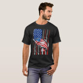 Cool Fishing For Men American Flag USA Fish Tシャツ (正面フル)