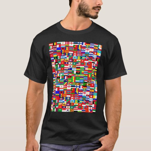 Cool Flags of The World Illustration Graphic Desi Tシャツ (正面)