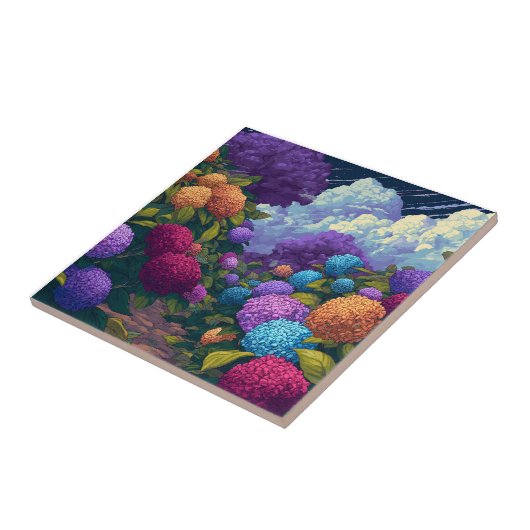 Cool Floral Hydrangeas  Tiles  For Spa-Style Bath タイル (側面)