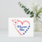 Cool Floral Puerto Rico Heart Illustration ポストカード (スタンド正面)