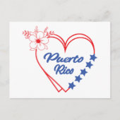 Cool Floral Puerto Rico Heart Illustration ポストカード (正面)