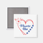 Cool Floral Puerto Rico Heart Illustration マグネット (正面/裏面)