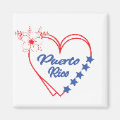 Cool Floral Puerto Rico Heart Illustration マグネット (正面)