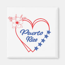 Cool Floral Puerto Rico Heart Illustration マグネット