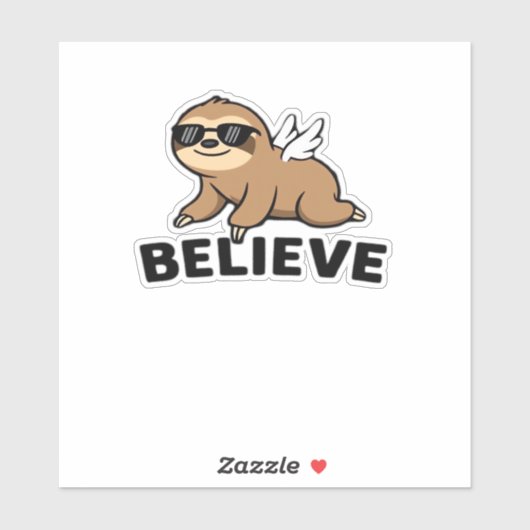 Cool Flying Sloth Believe Funny Motivational Desig シール (シート)