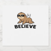 Cool Flying Sloth Believe Funny Motivational Desig スパークリングワインラベル (シングルラベル)