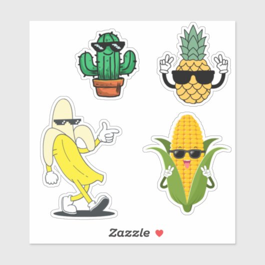 Cool Food Sticker Pack Funny Vinyl Stickers シール (シート)