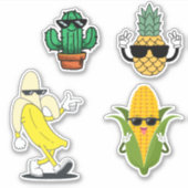Cool Food Sticker Pack Funny Vinyl Stickers シール (正面)