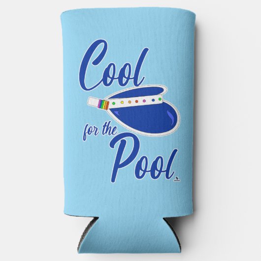 Cool For Pool Fun Summer Visor Art Motto スリム缶クーラー (正面)