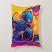 Cool French bulldog dog with sunglasses アクセントクッション (正面(垂直))