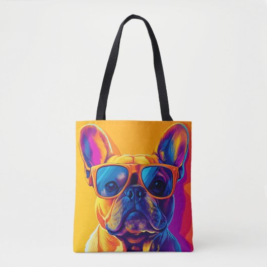 Cool French bulldog dog with sunglasses トートバッグ (正面)