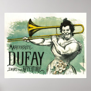 Cool French Vintage Poster with Trombone Player ポスター