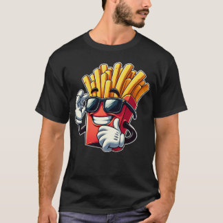 Cool Fries Cartoon Fast Food Sunglasses Cinema gir Tシャツ