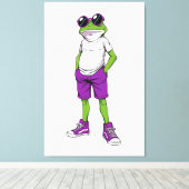 Cool Frog Canvas – Funny Glasses Frog Kids WallArt キャンバスプリント (インサイチュ (ウッドフロア))