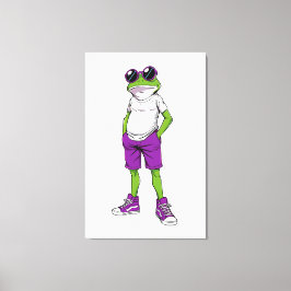 Cool Frog Canvas – Funny Glasses Frog Kids WallArt キャンバスプリント