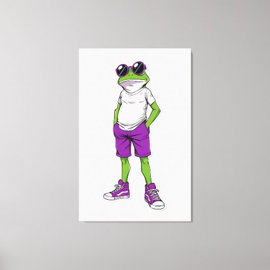 Cool Frog Canvas – Funny Glasses Frog Kids WallArt キャンバスプリント (正面)