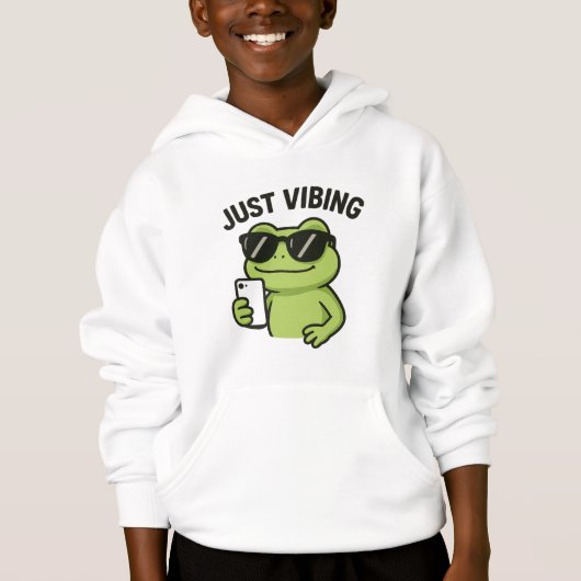 Cool Frog Selfie “Just Vibing” Funny T-Shirt Desig (正面)