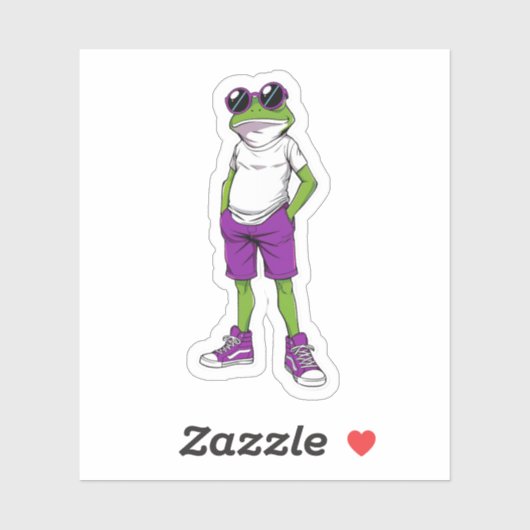 Cool Frog Sticker – Funny Glasses Frog Kids Decal シール (シート)