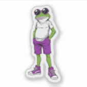 Cool Frog Sticker – Funny Glasses Frog Kids Decal シール (正面)