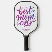 Cool Fun Best Mother Purple And White Brush Script ピックルボールラケット (正面)
