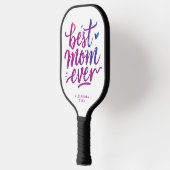 Cool Fun Best Mother Purple And White Brush Script ピックルボールラケット (左)