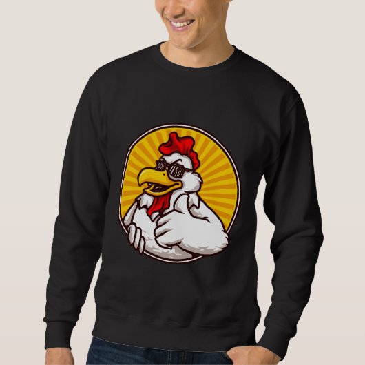 Cool fun chicken mascot design スウェットシャツ (正面)