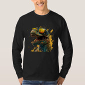 Cool fun dinosaur raptor with sunglasses  4 tシャツ (正面)
